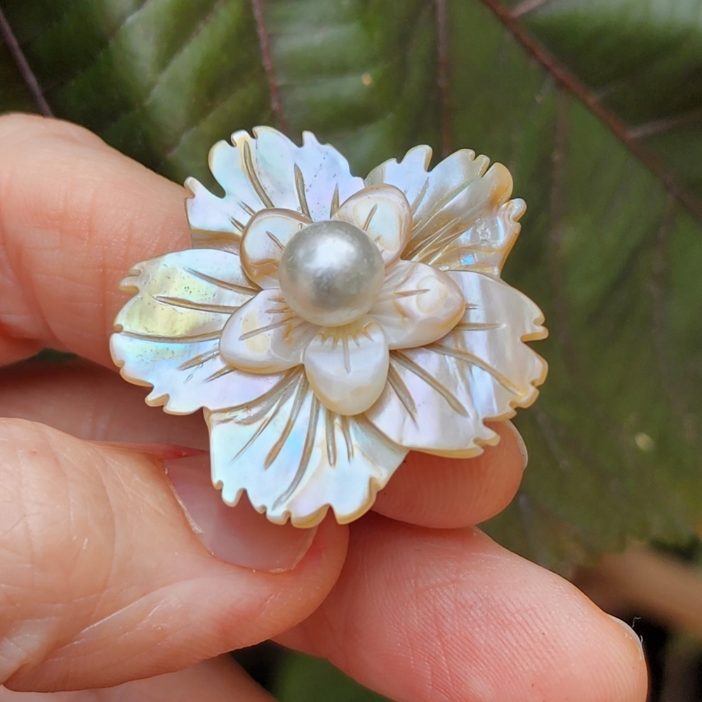 ❤️ Free Ppeople Jewelry Floral Ring Natural Freshwater Pearl Mother of Pearl